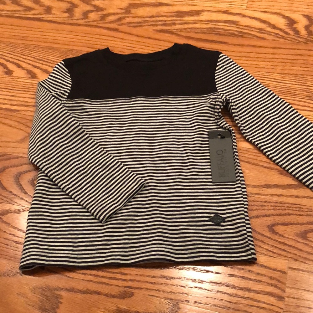 Boys black strip long sleeve tee